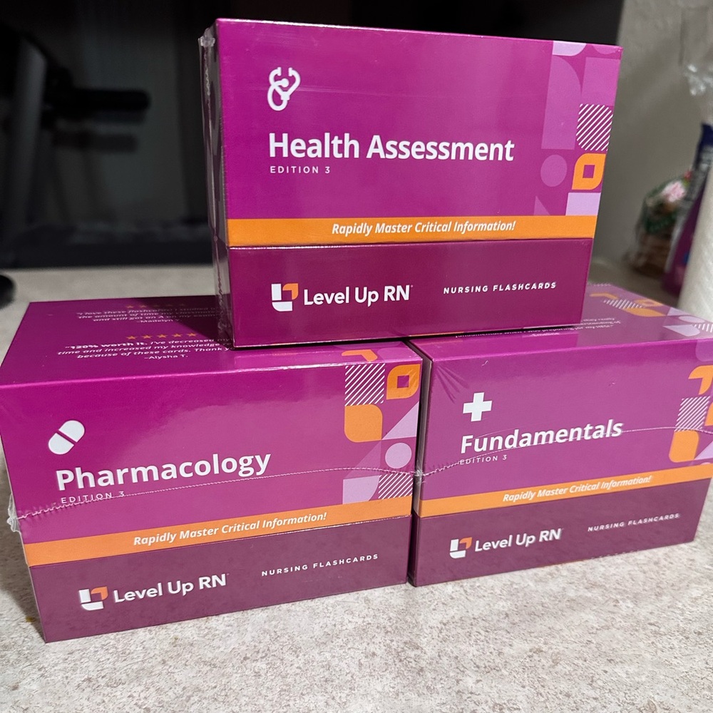 Level Up RN Flashcards Set - Health Assessment, Pharm, Fund 2024 NIB